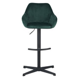 Bar Stools - Venom Bar Stool Green Velvet - Adjustable Swivel Bar Chair with Armrest - Dimehouse