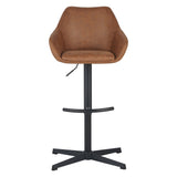 Bar Stools - Venom Bar Stool Cognac Eco - leather - Adjustable Swivel Bar Chair with Armrest - Dimehouse