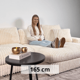 Sofas - 3-seater corner sofa XXL Beige Ribbed sofa Nia - Dimehouse