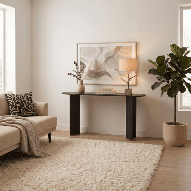 Side tables - Oval side table black melamine 150x35 cm - Sota - Dimehouse
