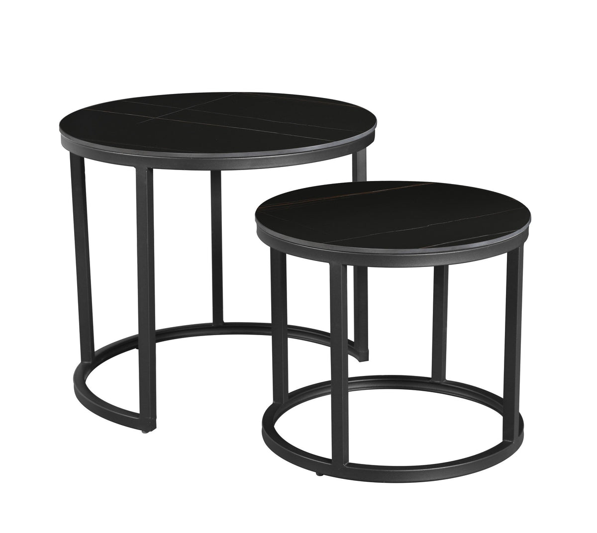 Coffee table Paige Black Dimehouse Black LxWxH 57x56x53 Sintered stone White photo diagonal front view