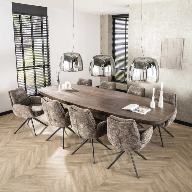 Dining tables - Danish Oval Dining Table Alo Acacia Wood Brown 300x120 cm - Dimehouse