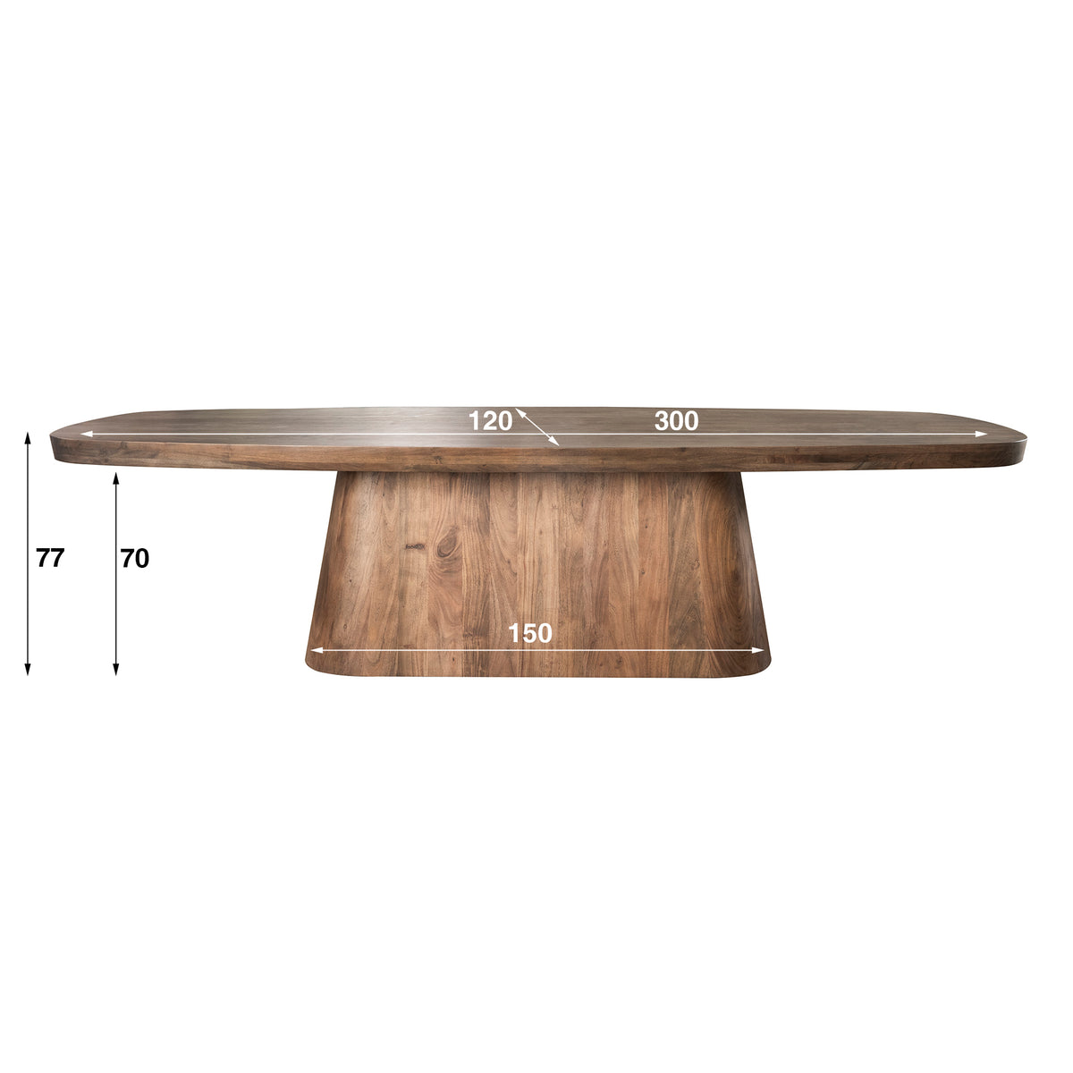 Dining tables - Danish Oval Dining Table Alo Acacia Wood Brown 300x120 cm - Dimehouse