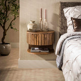 Bedside tables-Bedside table Ridge floating with open sand box Mango wood 40x35x30 cm -Dimehouse