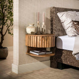 Bedside tables-Bedside table Ridge floating with open sand box Mango wood 40x35x30 cm -Dimehouse