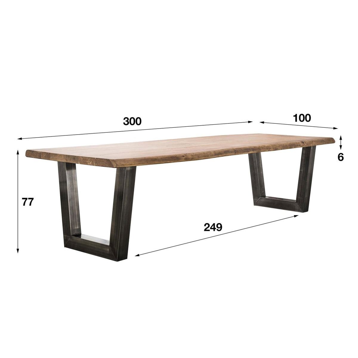 Dining tables - Industrial Tree Trunk Dining Table Tristan Acacia Wood 300x100 - Dimehouse