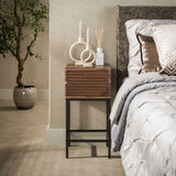 Bedside table - Bedside table with 1 drawer brown acacia wood Lani - Dimehouse
