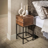 Bedside table - Bedside table with 1 drawer brown acacia wood Lani - Dimehouse