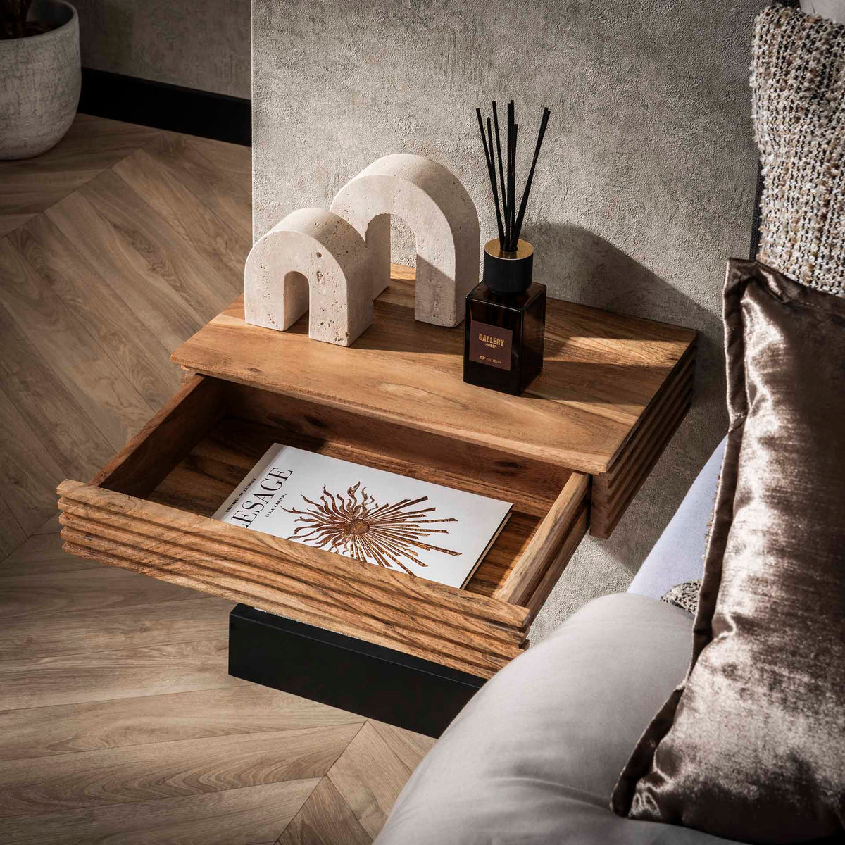 Bedside Tables - Arlo Bedside Tables Set of 2 Solid Acacia with Drawer - Dimehouse