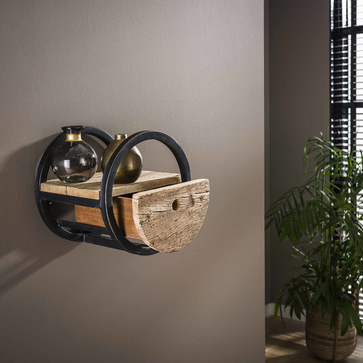 Wall shelf Liv DH Interior Hardwood LxWxH 32x32x27 Hardwood Atmospheric photo diagonal front view