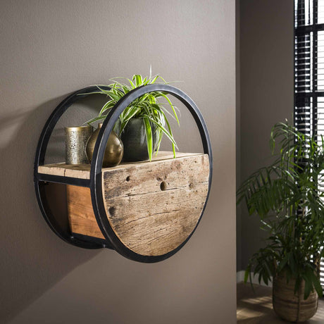 Wall shelf Liv DH Interior Hardwood LxWxH 52x52x27 Hardwood Atmospheric photo diagonal front view