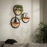 Wall shelves - Wall shelf Round Ø35 Solid Acacia wood set of 3 - Dimehouse