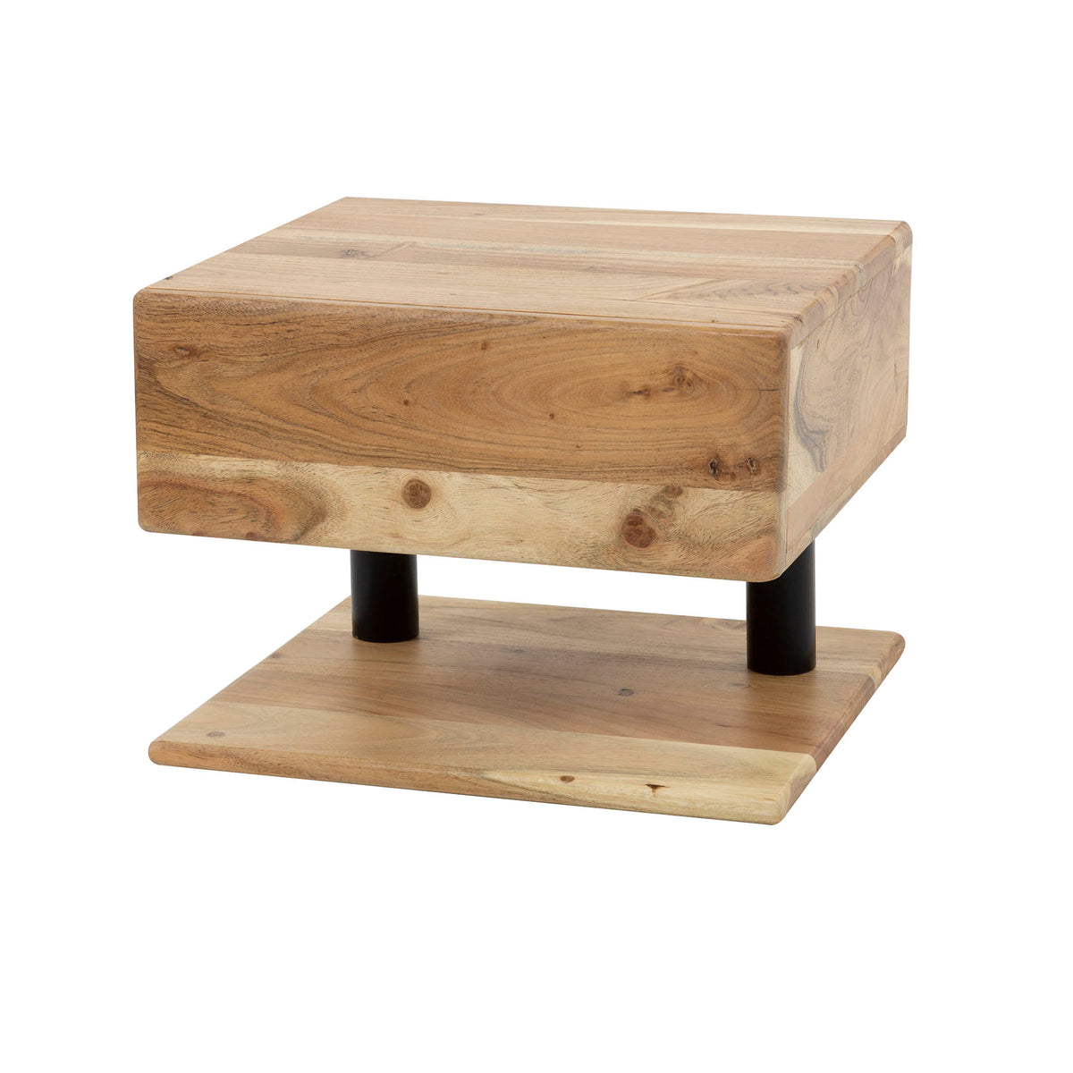 Bedside Tables - Floating Bedside Table Ian Acacia Wood with Drawer and Shelf - Dimehouse