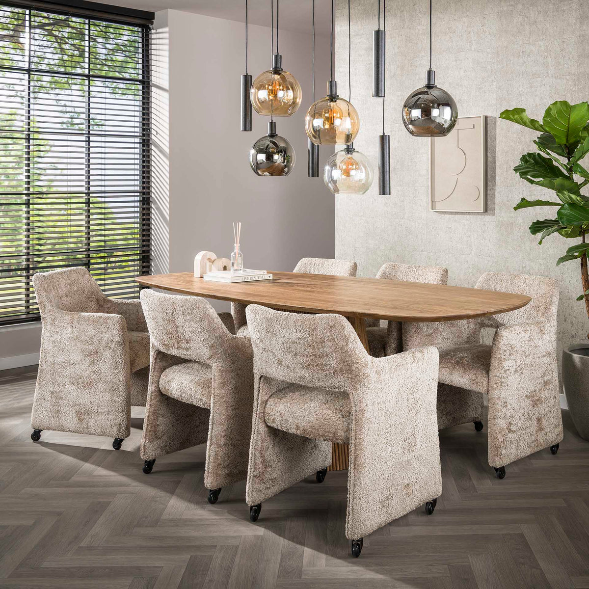 Dining tables - Dining table Sue 215 cm Mango wood Sand - Dimehouse