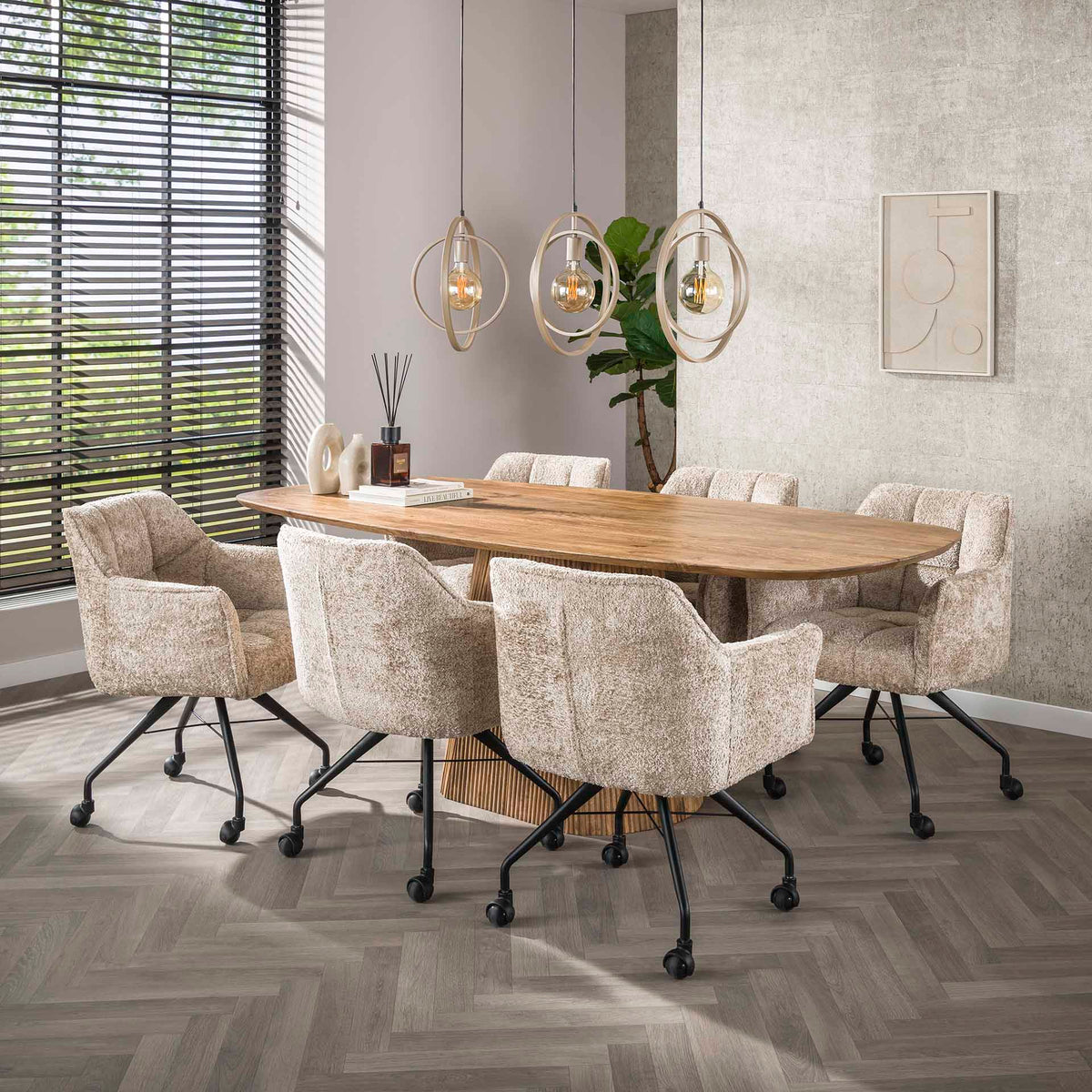 Dining tables - Dining table Sue 215 cm Mango wood Sand - Dimehouse
