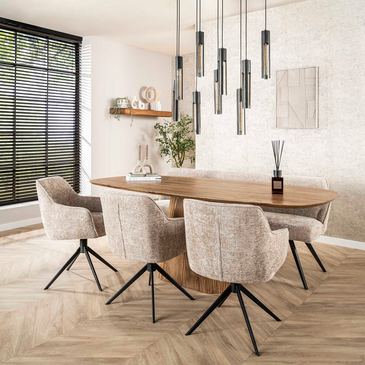 Dining tables - Dining table Sue 215 cm Mango wood Sand - Dimehouse