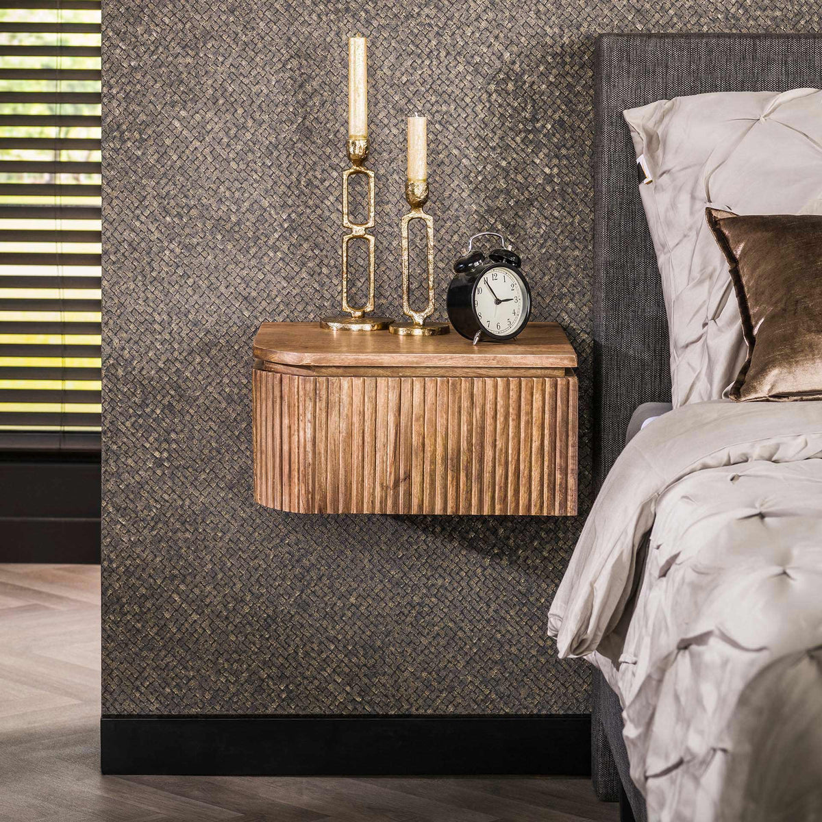 Bedside Tables - Floating Bedside Table Maria Set of 2 Mango wood - Dimehouse