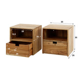 Bedside Tables - Floating Bedside Tables Set of 2 Ceriel Acacia Wood with 1 Drawer and Open Compartment - Dimehouse