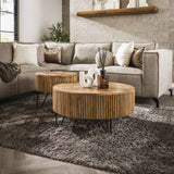 Coffee tables - Set of 2 round coffee tables Maria Mango wood - Dimehouse