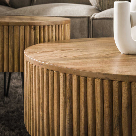 Coffee tables - Set of 2 round coffee tables Maria Mango wood - Dimehouse