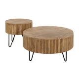 Coffee tables - Set of 2 round coffee tables Maria Mango wood - Dimehouse