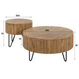Coffee tables - Set of 2 round coffee tables Maria Mango wood - Dimehouse
