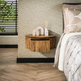 Bedside tables - Mango bedside table round 1 drawer sand - Dimehouse