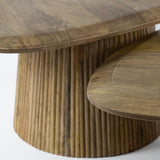Coffee Tables - Mango Cove Triangular Coffee Table Set of 2 Solid Mango Sand - Dimehouse