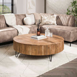Coffee tables - Round Coffee Table Lio Mango wood Ø120 cm Sand color - Dimehouse