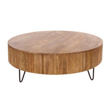 Coffee tables - Round Coffee Table Lio Mango wood Ø120 cm Sand color - Dimehouse