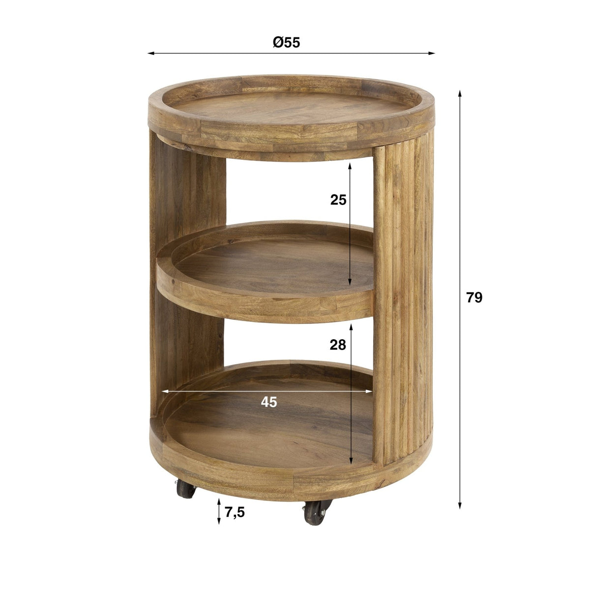Serving trolleys - Bartrolley with wheels Lio Mango wood sand color - Dimehouse