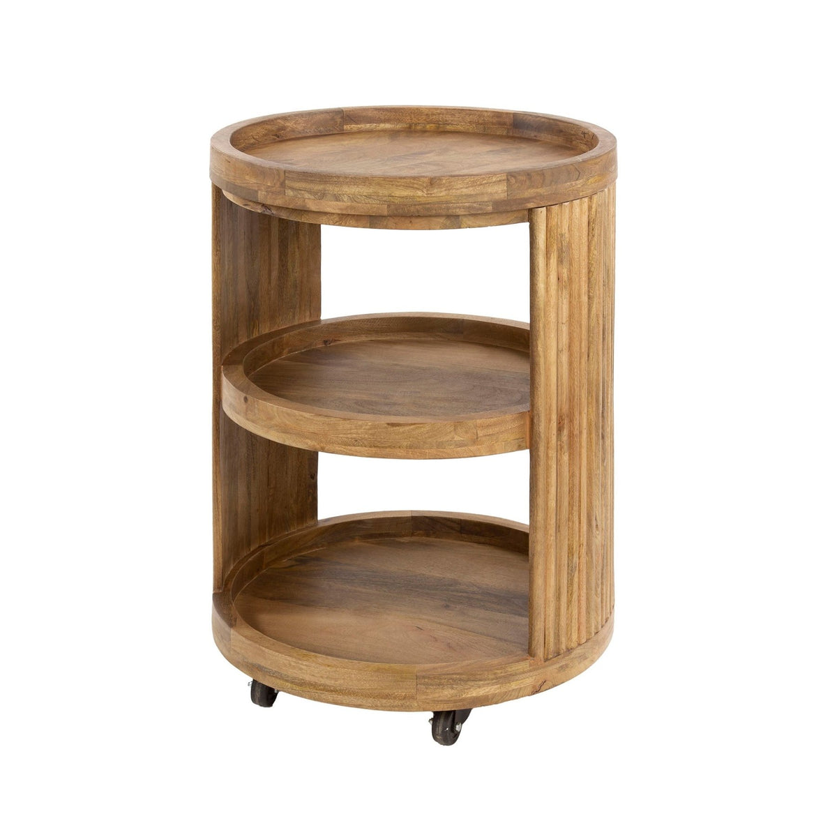 Serving trolleys - Bartrolley with wheels Lio Mango wood sand color - Dimehouse