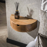 Bedside tables - Floating Bedside Table Noa Half Round Acacia Wood - Dimehouse