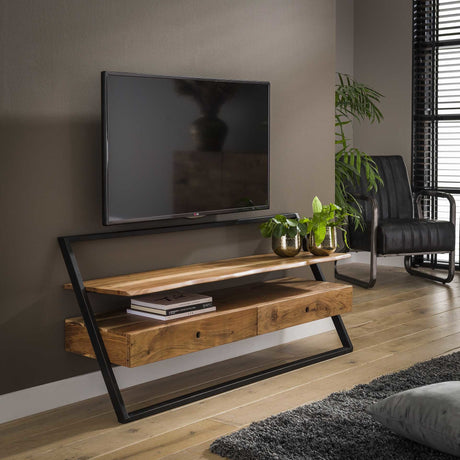 TV Furniture Camila DH Interior Acacia LxWxH 147x74x22 Acacia wood Atmospheric photo diagonal front view