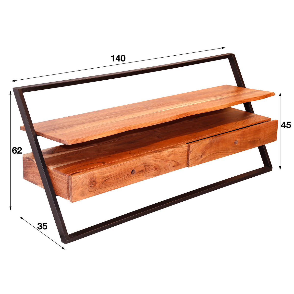 TV Furniture Camila DH Interior Acacia LxWxH 147x74x22 Acacia wood White photo size indication