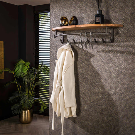 Coat racks - Wall coat rack 8 - Haaks River Acacia wood - With hat shelf - Dimehouse