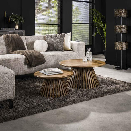 Coffee Tables - Round Coffee Table Set of 2 Vera Mango wood - Dimehouse