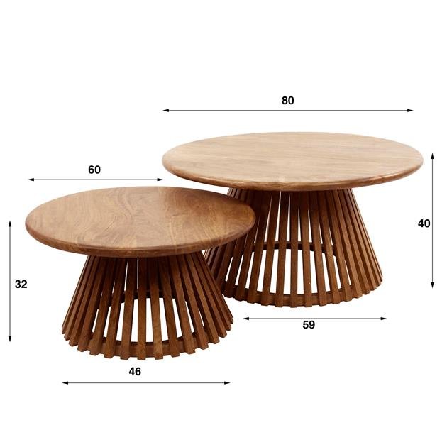 Coffee Tables - Round Coffee Table Set of 2 Vera Mango wood - Dimehouse