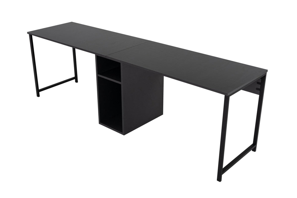 Desks - Desk anthracite with black - 240x60 cm - Melamine - Twin - Dimehouse