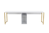 Desks - Study desk Melamine 240x60 cm Twin Study Desk white and gold White Gold - Dimehouse