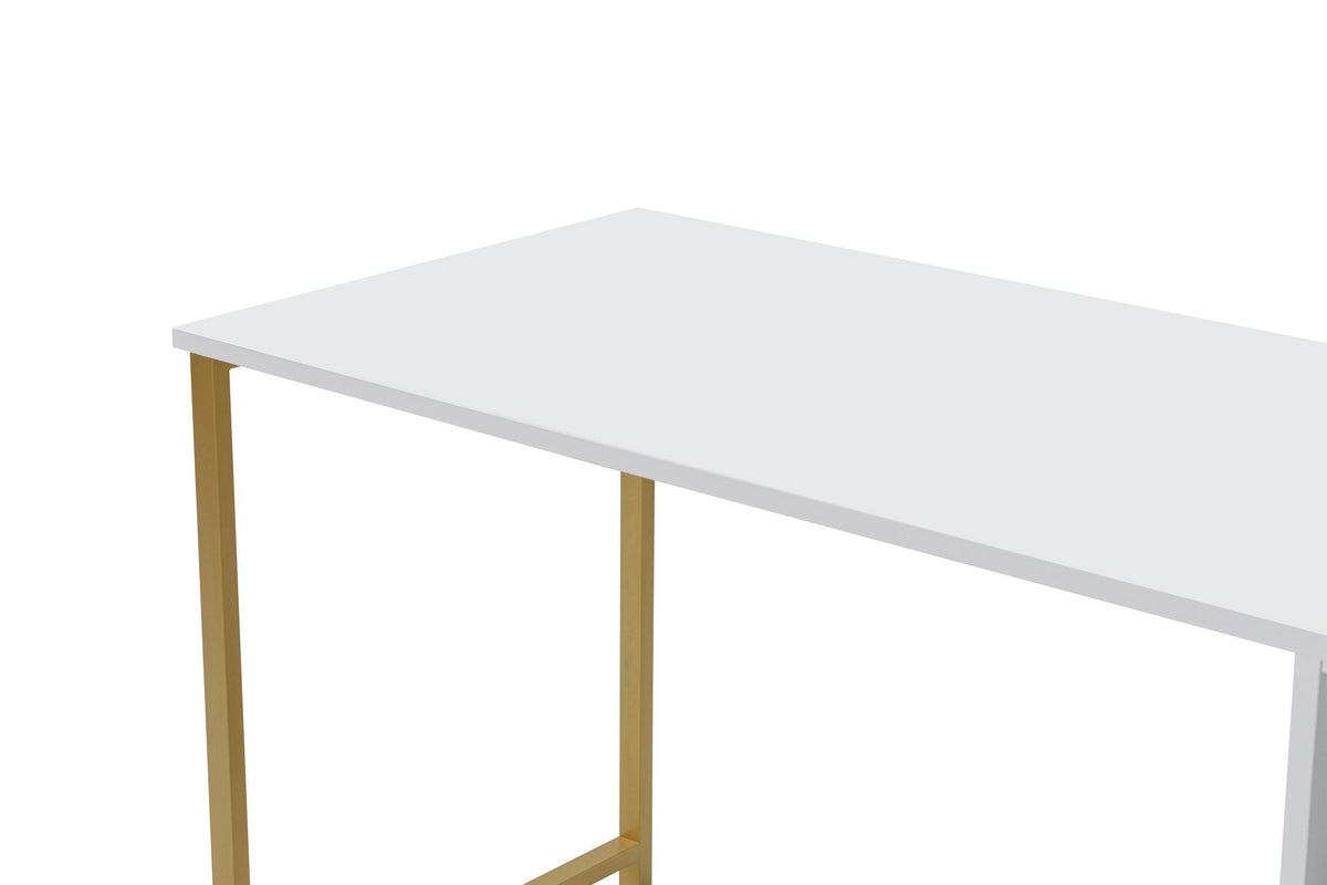 Desks - Study desk Melamine 240x60 cm Twin Study Desk white and gold White Gold - Dimehouse