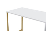 Desks - Study desk Melamine 240x60 cm Twin Study Desk white and gold White Gold - Dimehouse