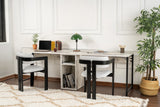 Desks - Twin Study Desk Study Desk Freesia Marble Black 240x60 cm Melamine - Dimehouse