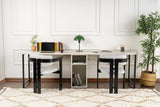 Desks - Twin Study Desk Study Desk Freesia Marble Black 240x60 cm Melamine - Dimehouse