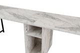 Desks - Twin Study Desk Study Desk Freesia Marble Black 240x60 cm Melamine - Dimehouse