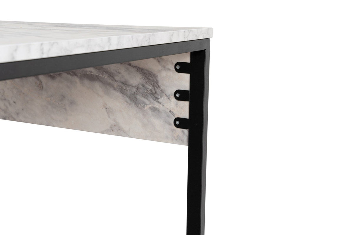 Desks - Twin Study Desk Study Desk Freesia Marble Black 240x60 cm Melamine - Dimehouse