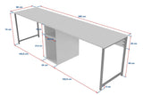 Desks - Twin Study Desk Study Desk Freesia Marble Black 240x60 cm Melamine - Dimehouse