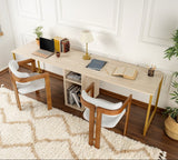 Desks - Study desk Twin Travertine Gold 240x60 cm Melamine - Dimehouse