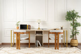 Desks - Study desk Twin Travertine Gold 240x60 cm Melamine - Dimehouse