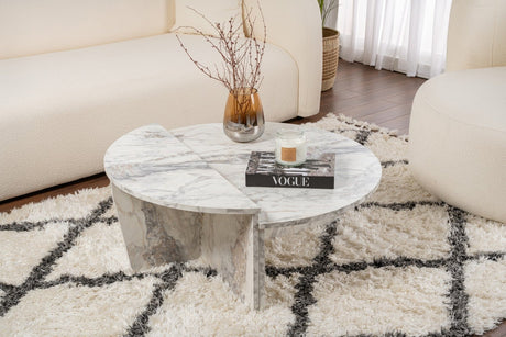 Coffee Tables - Round Coffee Table Marble Stepped Melamine 90 cm Orin - Dimehouse